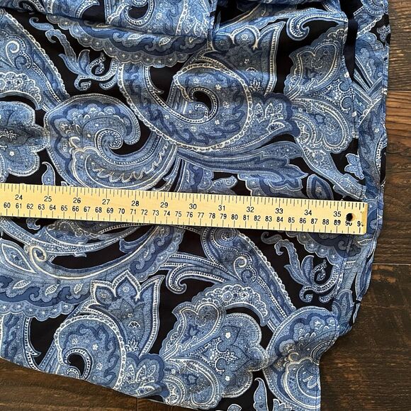 Ralph Lauren Dress Womens 16 Paisley Georgette Tiered Tie Front Blue Zip Back - Picture 11 of 11